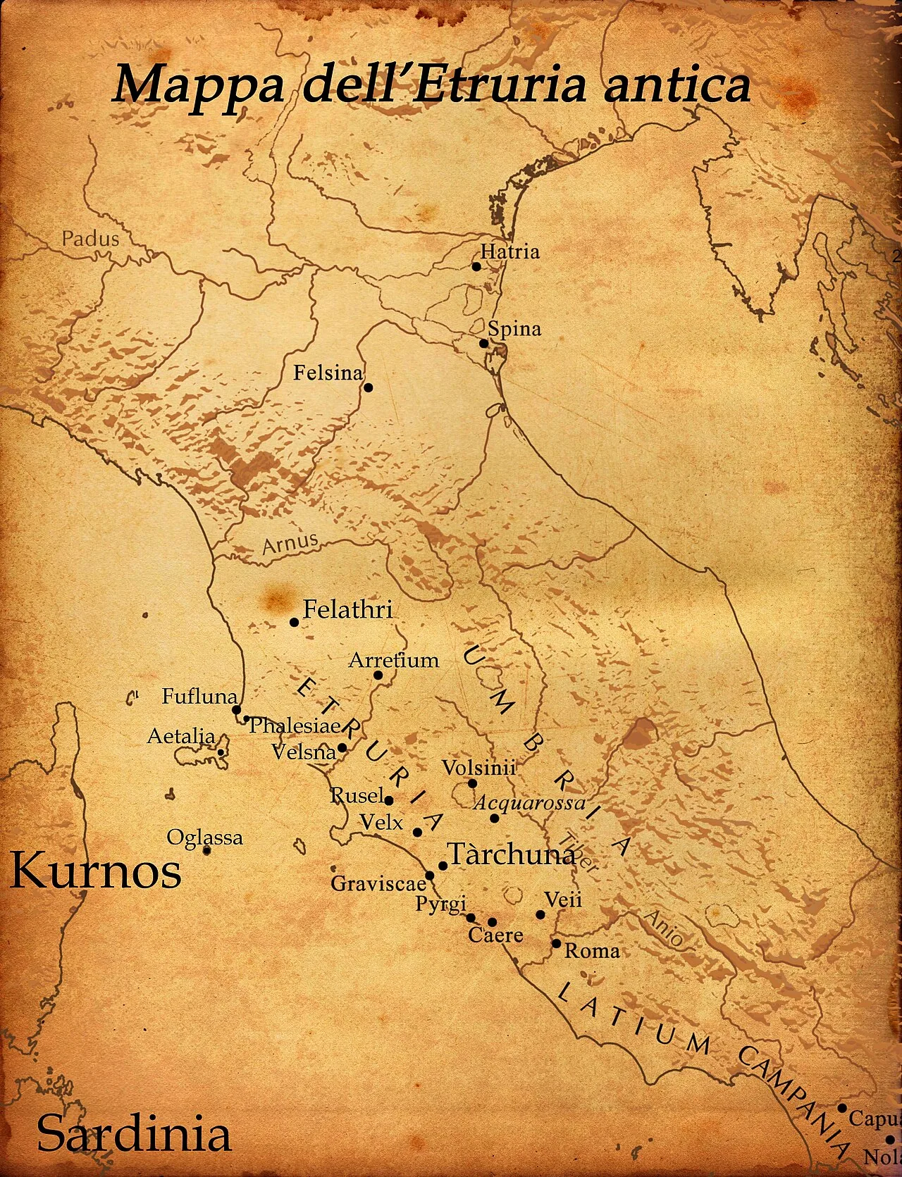 Mappa dell’Etruria antica